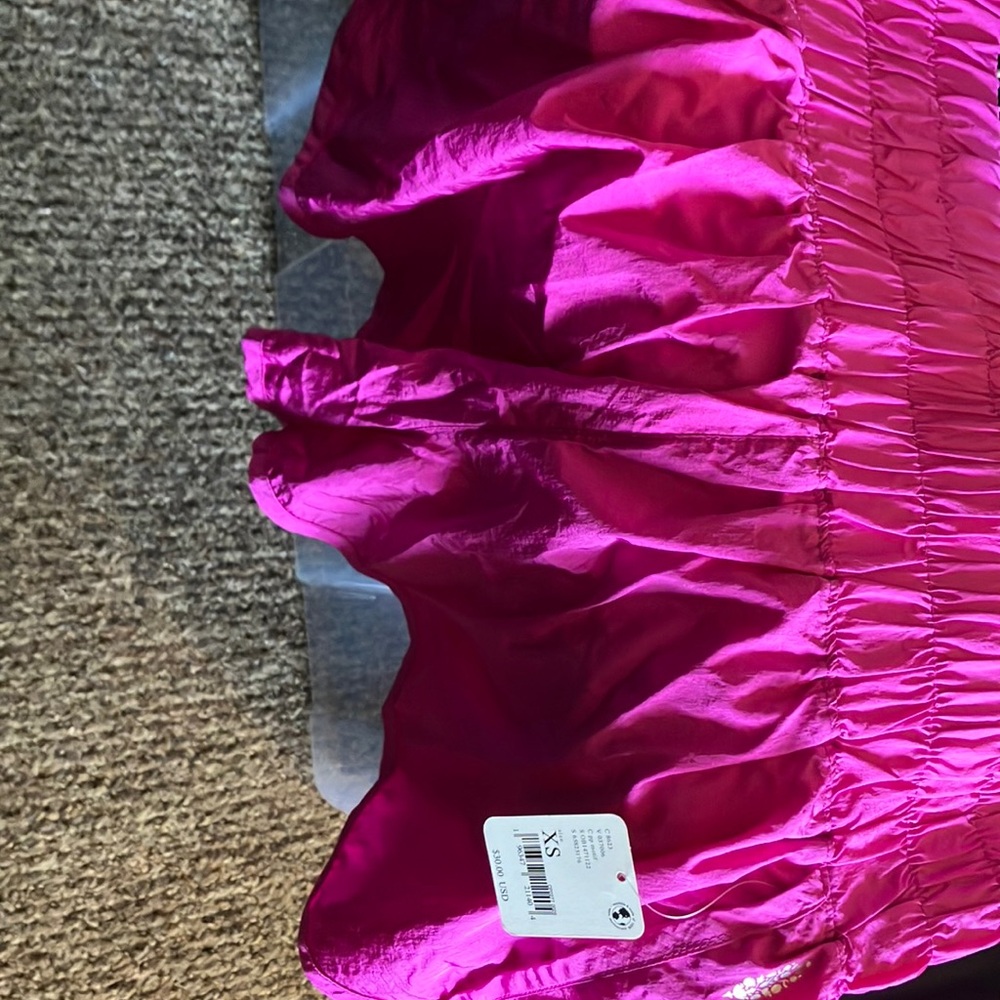 NEW W TAGS Vibrant Pink Ruffled Swim Skirt/Shorts Metallic Shine